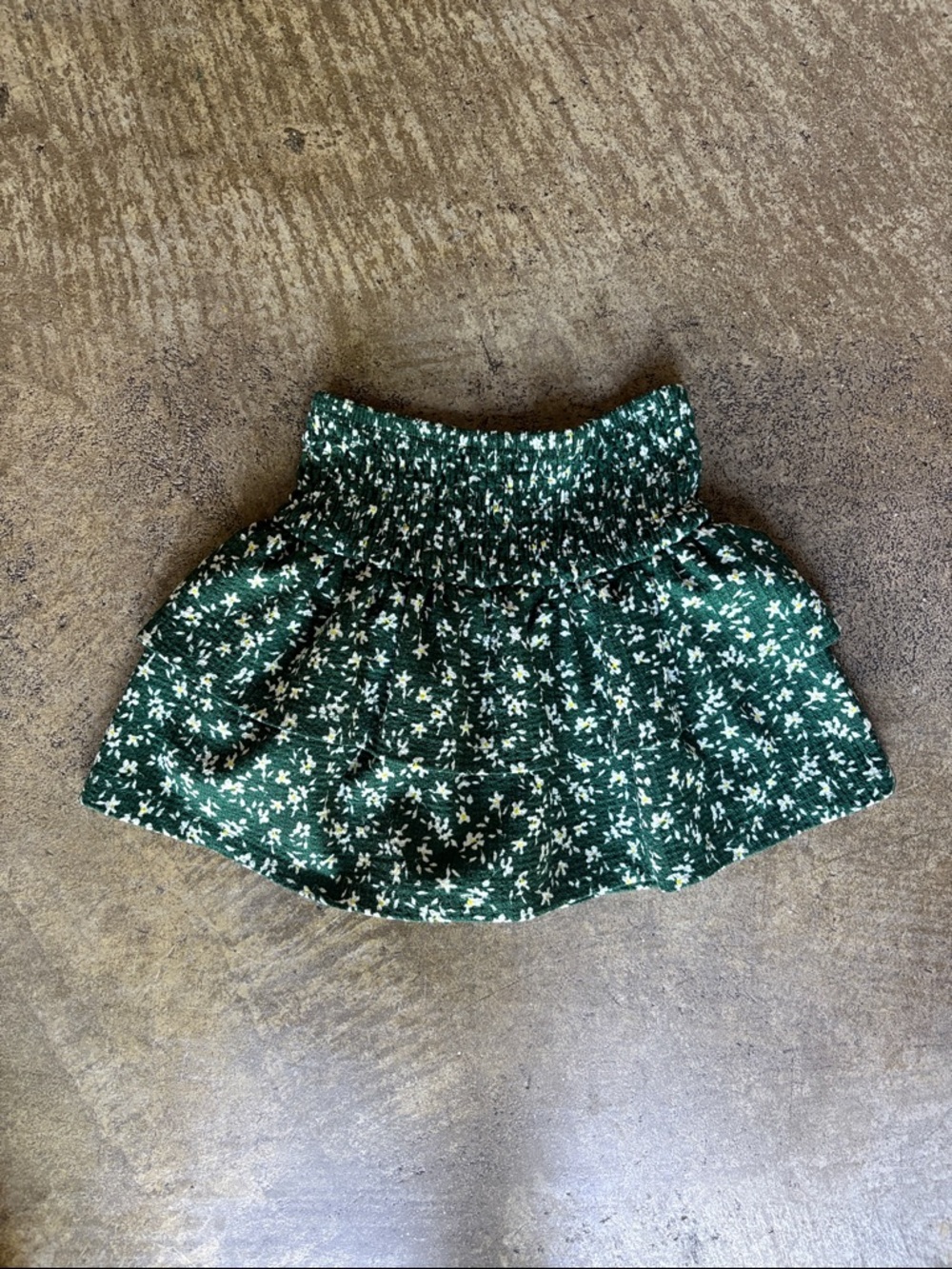 Zara Green Floral Smocked Waist Skirt
